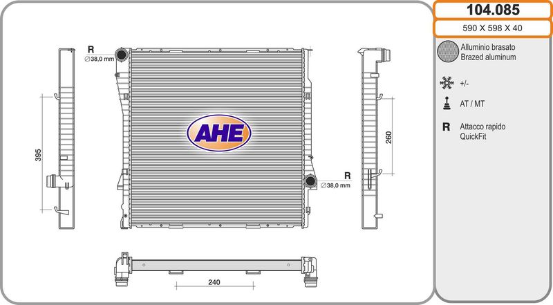 104085 AHE Радиатор, охлаждение двигателя