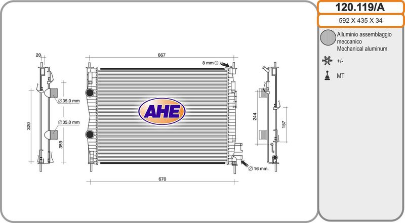120119A AHE Радиатор, охлаждение двигателя