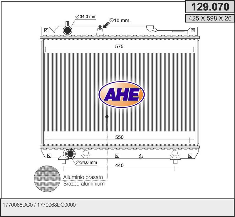 129070 AHE Радиатор, охлаждение двигателя