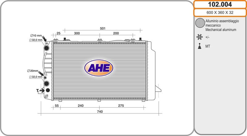 102004 AHE Радиатор, охлаждение двигателя