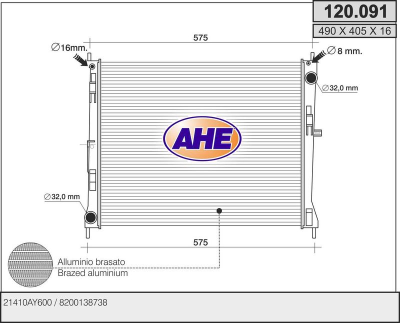 120091 AHE Радиатор, охлаждение двигателя