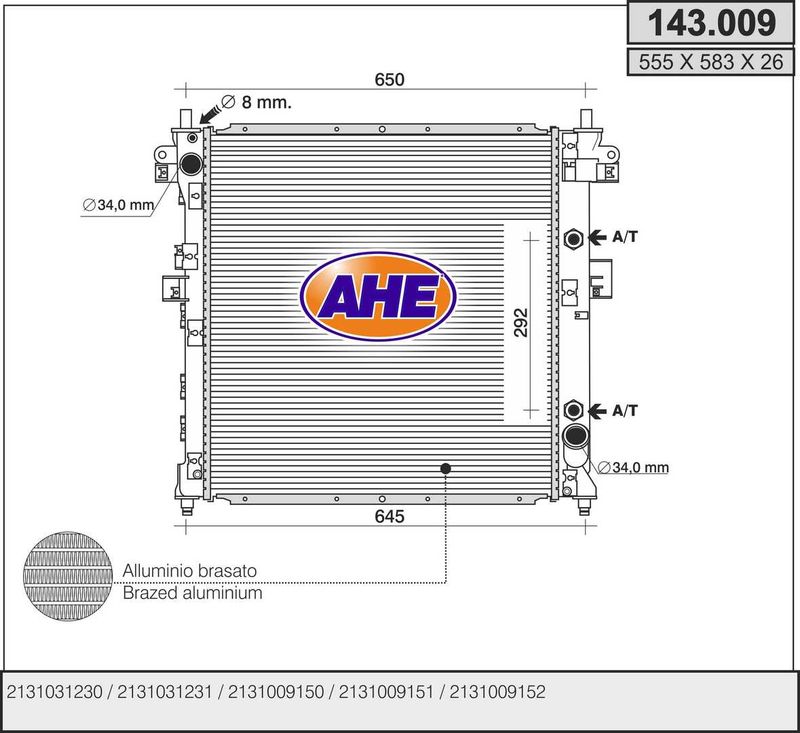 143009 AHE Радиатор, охлаждение двигателя