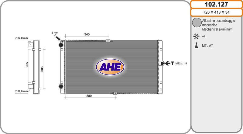 102127 AHE Радиатор, охлаждение двигателя