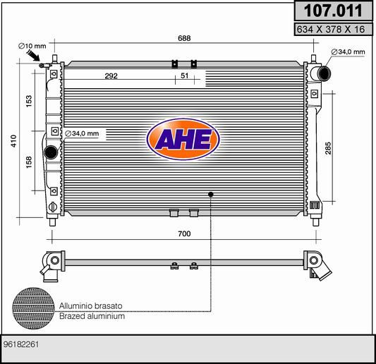 107011 AHE Радиатор, охлаждение двигателя