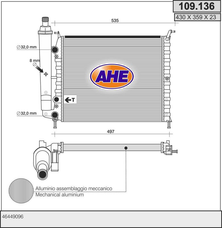 109136 AHE Радиатор, охлаждение двигателя