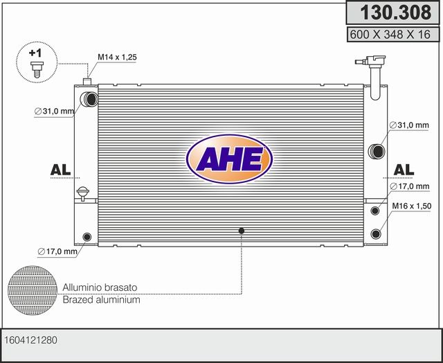 130308 AHE Радиатор, охлаждение двигателя