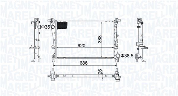 350213203800 MAGNETI MARELLI Радиатор, охлаждение двигателя