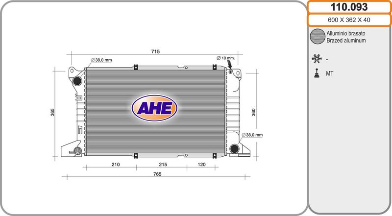 110093 AHE Радиатор, охлаждение двигателя