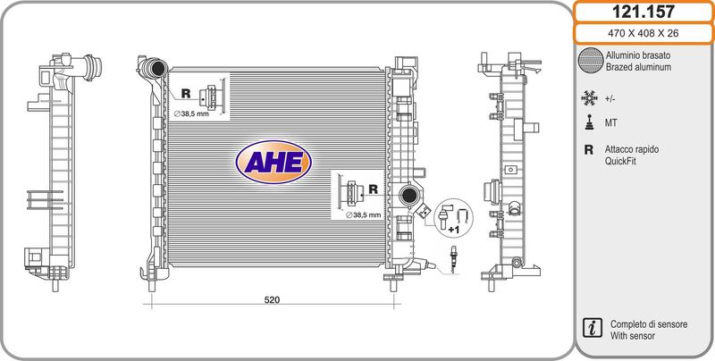 121157 AHE Радиатор, охлаждение двигателя