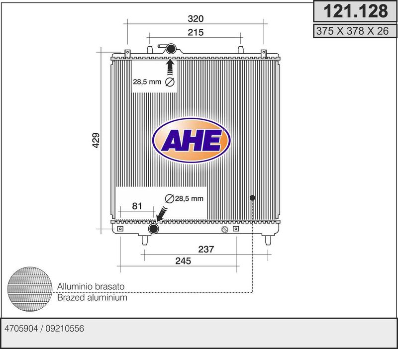121128 AHE Радиатор, охлаждение двигателя