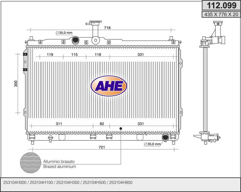 112099 AHE Радиатор, охлаждение двигателя