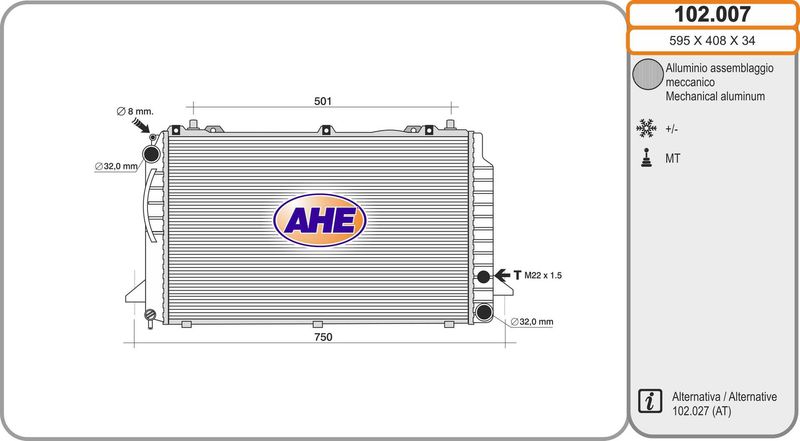 102007 AHE Радиатор, охлаждение двигателя