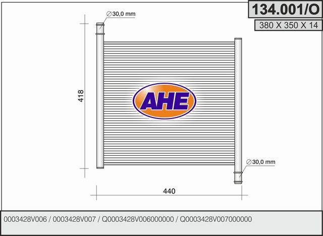 134001O AHE Радиатор, охлаждение двигателя