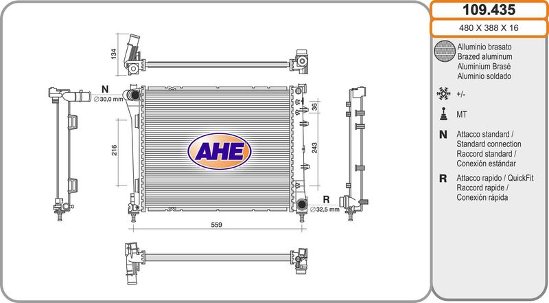 109435 AHE Радиатор, охлаждение двигателя