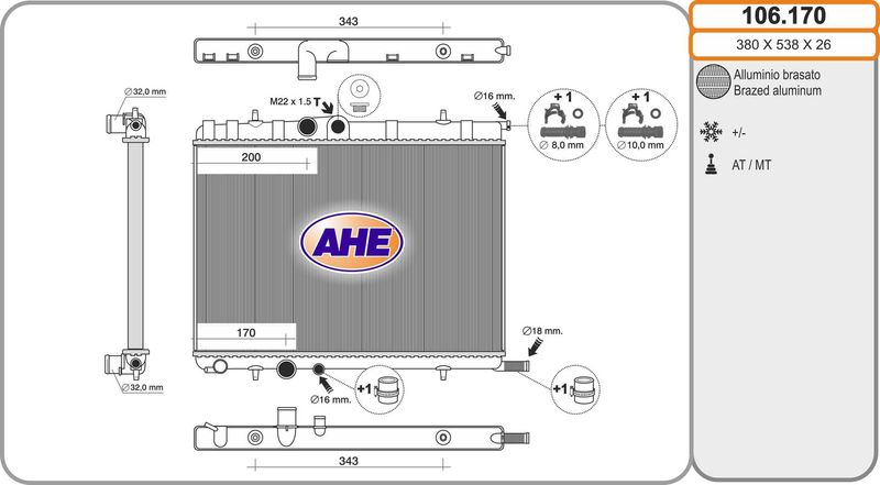106170 AHE Радиатор, охлаждение двигателя