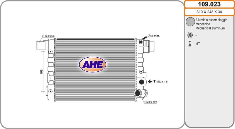 109023 AHE Радиатор, охлаждение двигателя