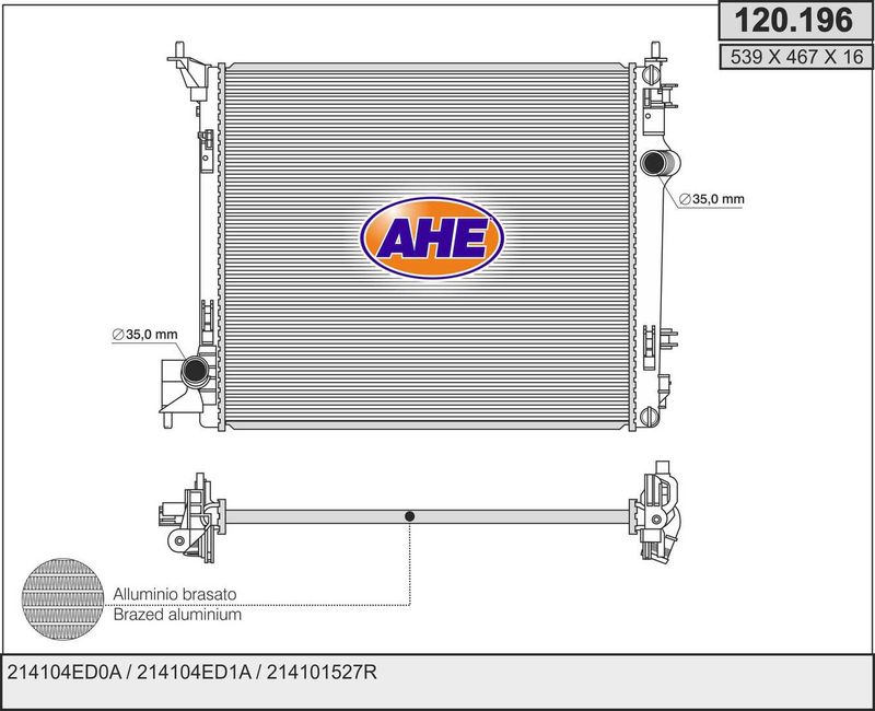 120196 AHE Радиатор, охлаждение двигателя