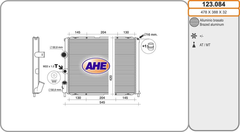 123084 AHE Радиатор, охлаждение двигателя
