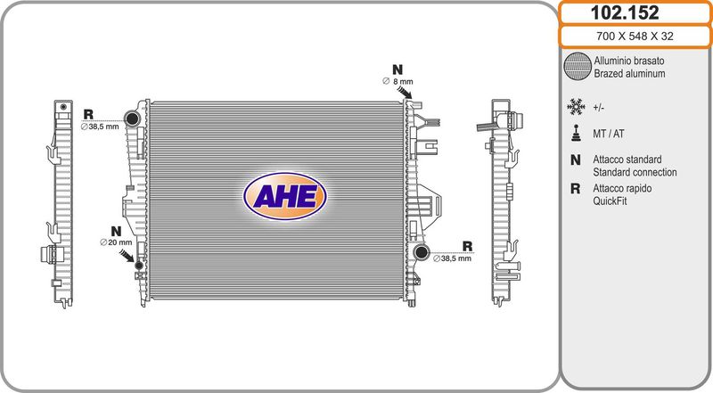 102152 AHE Радиатор, охлаждение двигателя