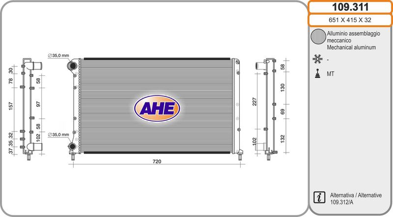109311 AHE Радиатор, охлаждение двигателя