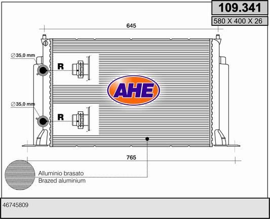 109341 AHE Радиатор, охлаждение двигателя