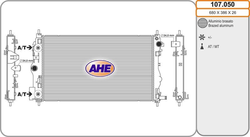 107050 AHE Радиатор, охлаждение двигателя