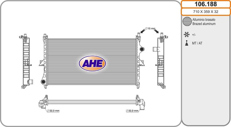 106188 AHE Радиатор, охлаждение двигателя