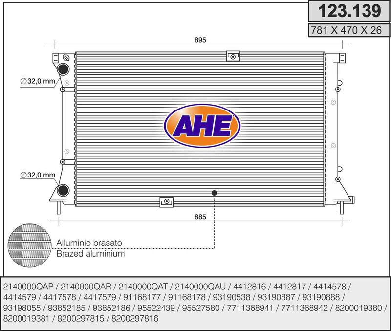 123139 AHE Радиатор, охлаждение двигателя