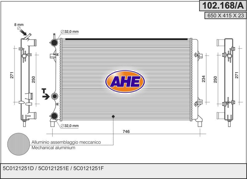 102168A AHE Радиатор, охлаждение двигателя