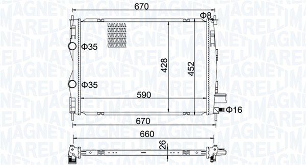 350213162600 MAGNETI MARELLI Радиатор, охлаждение двигателя