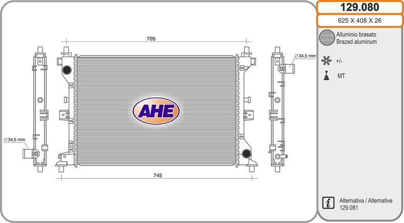 129080 AHE Радиатор, охлаждение двигателя