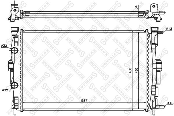 1025358SX STELLOX Радиатор, охлаждение двигателя