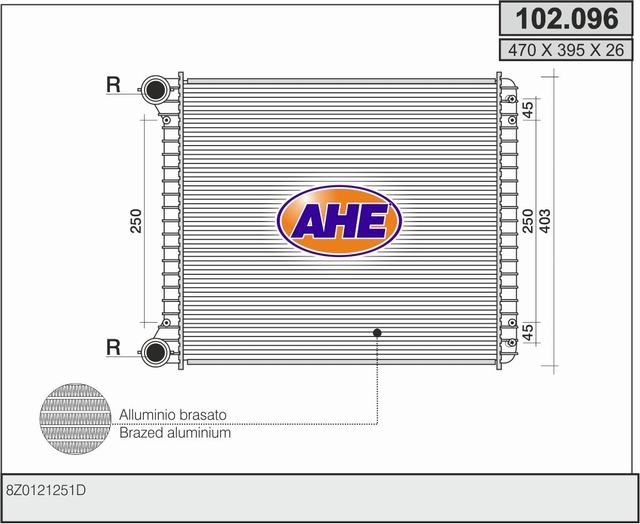 102096 AHE Радиатор, охлаждение двигателя