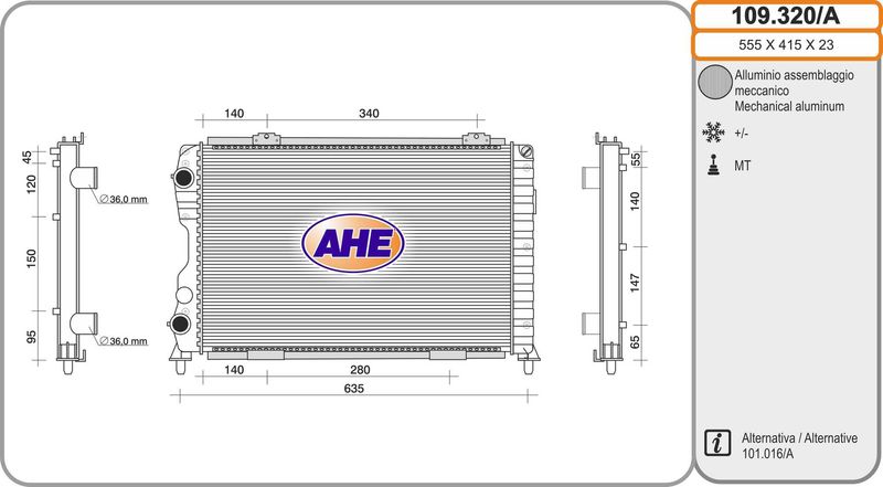 109320A AHE Радиатор, охлаждение двигателя