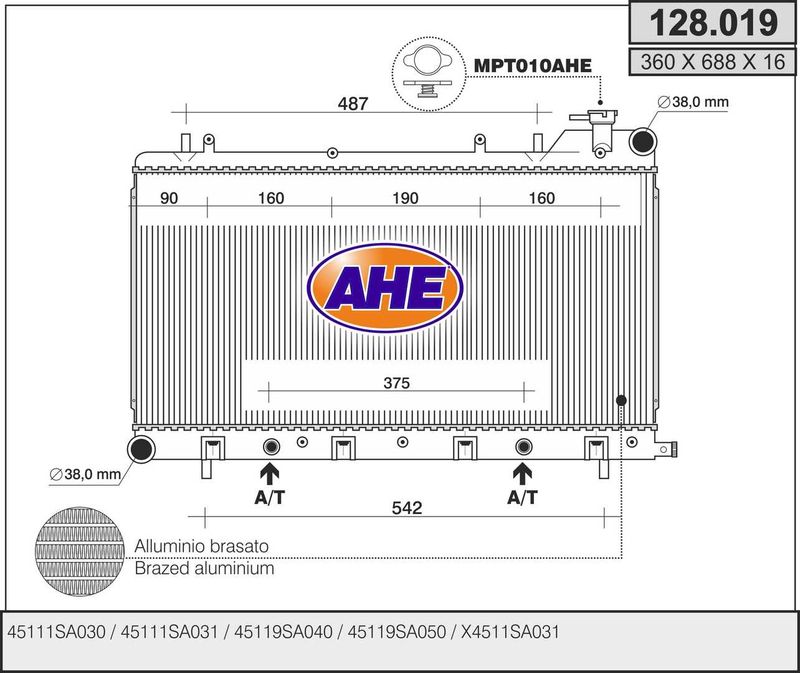 128019 AHE Радиатор, охлаждение двигателя