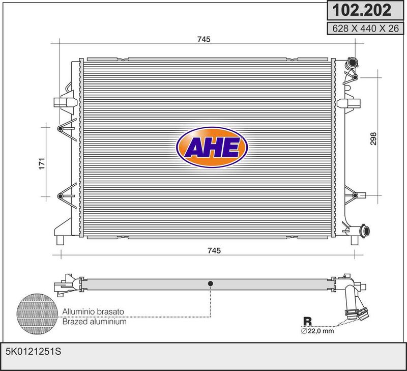 102202 AHE Радиатор, охлаждение двигателя