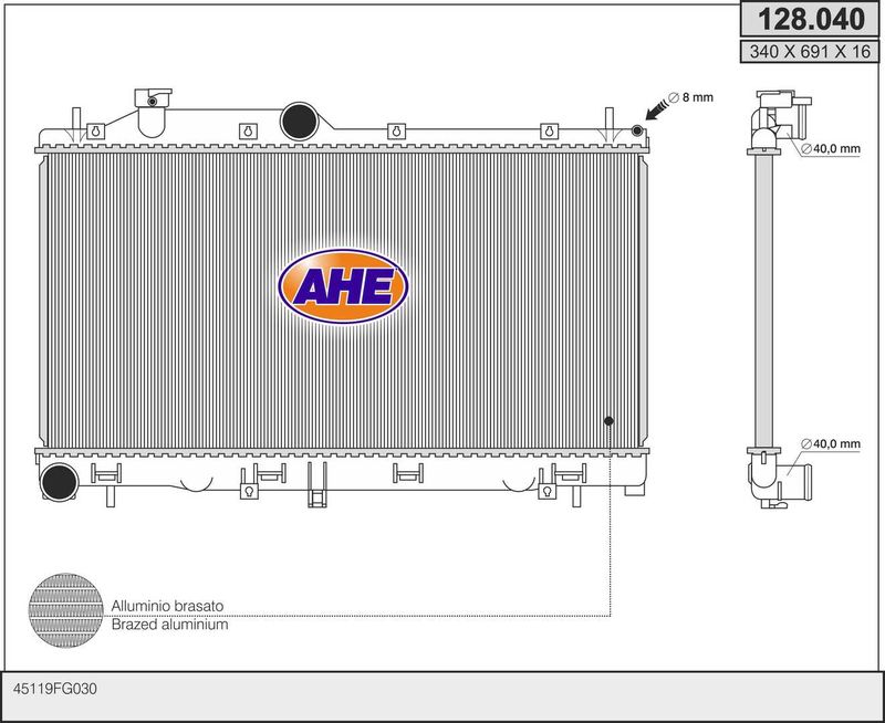 128040 AHE Радиатор, охлаждение двигателя