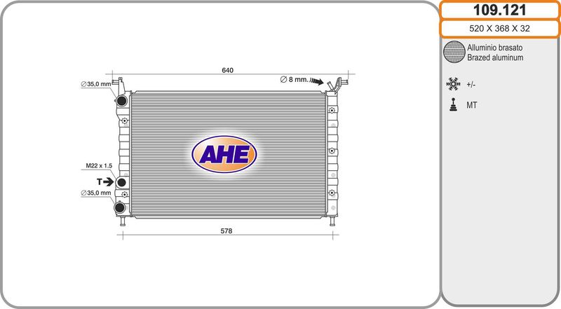 109121 AHE Радиатор, охлаждение двигателя