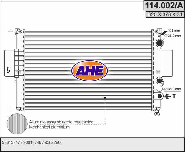 114002A AHE Радиатор, охлаждение двигателя