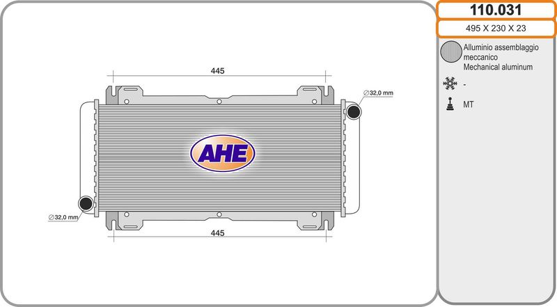 110031 AHE Радиатор, охлаждение двигателя