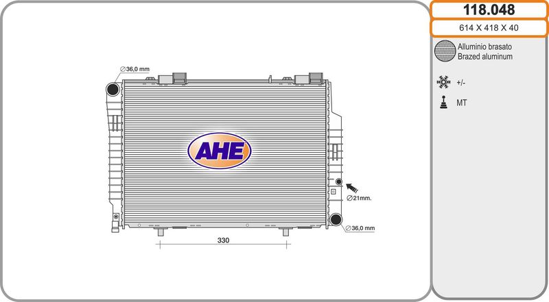 118048 AHE Радиатор, охлаждение двигателя