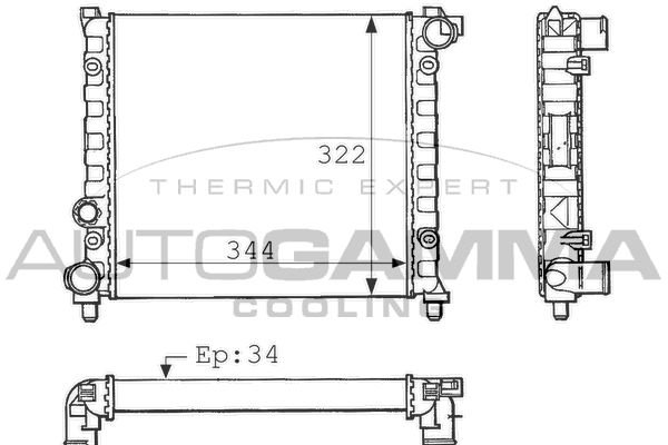 100953 AUTOGAMMA Радиатор, охлаждение двигателя