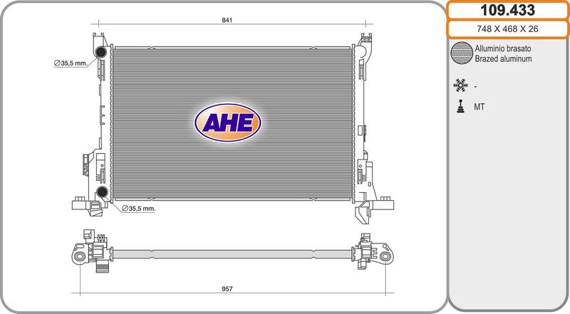 109433 AHE Радиатор, охлаждение двигателя