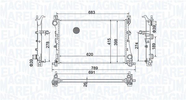 350213170100 MAGNETI MARELLI Радиатор, охлаждение двигателя