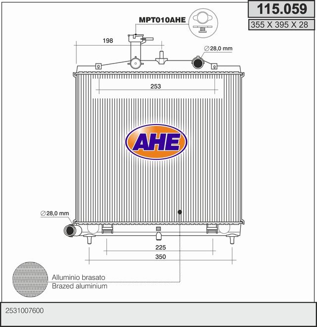115059 AHE Радиатор, охлаждение двигателя