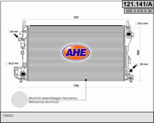 121141A AHE Радиатор, охлаждение двигателя