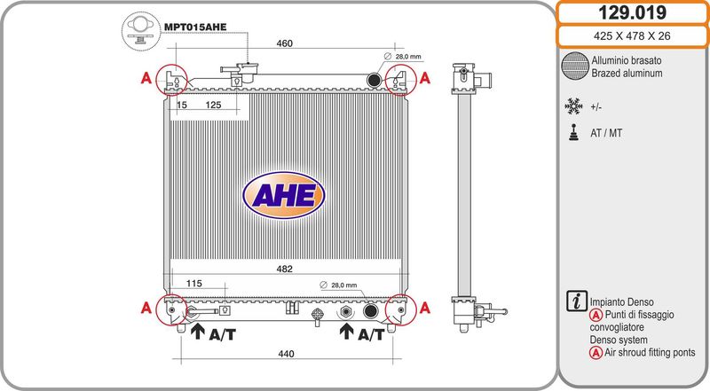 129019 AHE Радиатор, охлаждение двигателя