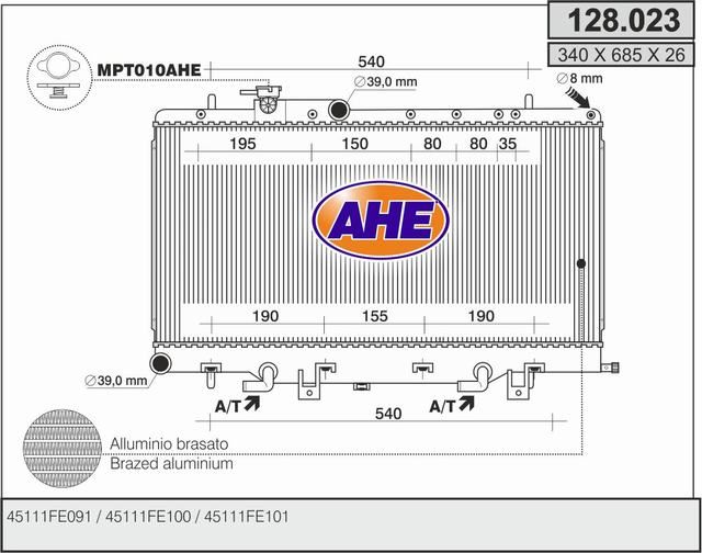 128023 AHE Радиатор, охлаждение двигателя