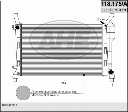 118175A AHE Радиатор, охлаждение двигателя