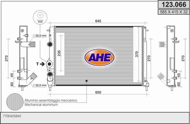 123066 AHE Радиатор, охлаждение двигателя